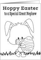 Easter to Great Nephew Coloring Card with a Bunny Holding an Egg card