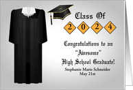 Congratulations on High School Graduation Custom Name and Year 2024 card