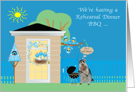 Invitations, Rehearal Dinner, Barbeque Theme, Raccoon grilling card