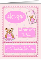 Mother’s Day to Aunt with a Cute Pink Ballerina Bear and Flowers card