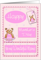 Mother’s Day to Moms with Two Cute Ballerina Bears and Flowers card