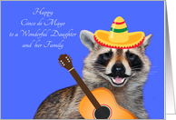 Cinco de Mayo To Daughter And Family, raccoon with a mustache card