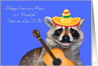 Cinco de Mayo To Sister-in-Law To Be, raccoon with mustache, sombrero card