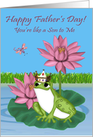 Father’s Day, Like a Son to Me, Frog wearing crown sitting on lily pad card