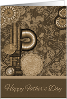 Father’s Day Card with Vintage Steampunk Gears on Brown and Tan card