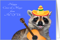 Cinco de Mayo From All Of Us, raccoon with a mustache wearing sombrero card