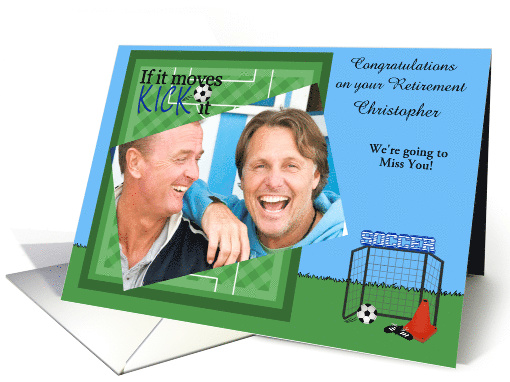 Congratulations, Retirement from Soccer Team, custom name photo card