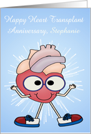 Anniversary on Heart Transplant Custom Name with a Happy Heart card