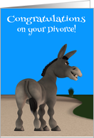 Congratulations on Divorce with a Cute Donkey on a Grassy Road card