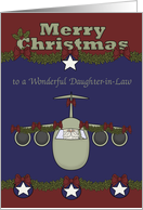 Christmas to Daughter-in-Law in the Air Force, Santa Claus flying card