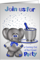 Invitations, Coming Out of the Closet Party, general, elephant, stars card