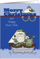 Christmas to Someone in the Navy with Santa Claus in a Sailboat card