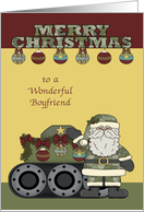 Christmas to Boyfriend in the Army, Santa Claus with a tank, ornaments card