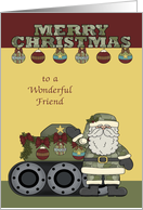 Christmas to Friend in the Army with Santa Claus and a Decorated Tank card