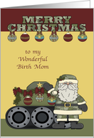 Christmas to Birth Mom in the Army, Santa Claus with a tank, ornaments card