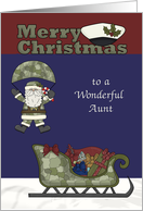 Christmas to Aunt, Marines, Santa Claus parachuting with a sleigh card