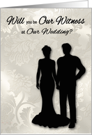 Invitation will you be Our Witness at our Wedding with Silhouettes card