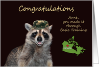 Congratulations To Aunt, Completing Basic Training, Canada, raccoon card