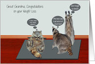 Congratulations To Great Grandma, On Weight Loss, raccoons, exercise card