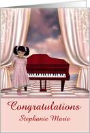 Congratuations for young girl on Piano Recital , custom name, ocean card