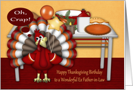 Birthday On Thanksgiving to Ex Father-in-Law, Cute turkey with table card