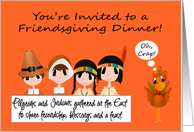 Invitations, Friendsgiving Dinner, A cute turkey with a talk bubble card