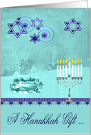 Hanukkah Money Enclosed Card with a Winter Scene and a Star of David card