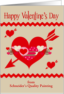 Valentine’s Day Custom Business Card with Colorful Hearts and Zigzags card