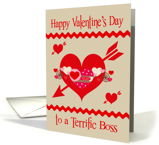 Valentine's Day to Boss Business with Colorful Hearts and Arrows card