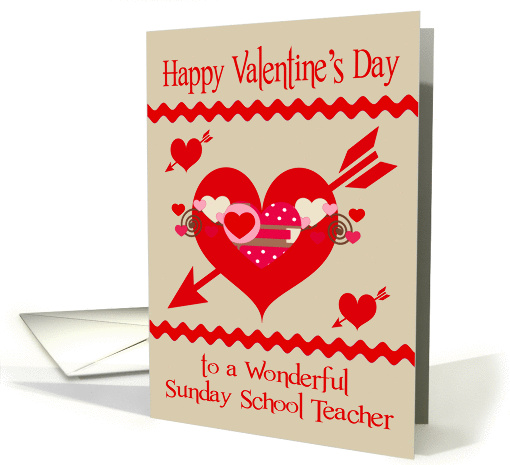 Valentine's Day to Sunday School Teacher, red, white and... (1350372)