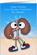 Birthday to Nephrologist Custom Name with Happy Kidneys and Fireworks card