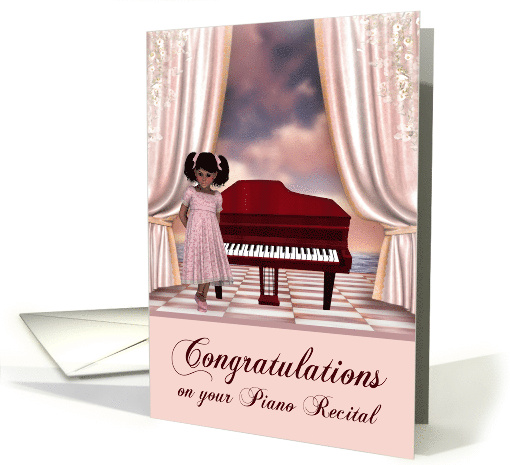 Congratulations to Young Dark Skinned Girl on Piano Recital card