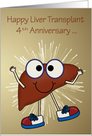 4th Anniversary of Liver Transplant with a Liver Wearing Eyeglasses card