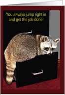 Business, Thank You, employee appreciation, Raccoon in file cabinet card