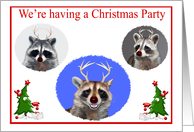 Invitations to Christmas Party, general, Raccoons with antlers card