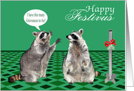 Festivus, with Raccoons talking about Airing Grievances by a Pole card