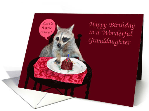 Birthday to Granddaughter, raccoon with a piece of cake,... (751356)