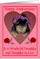 Wedding Anniversary to Daughter and Daughter-in-Law with a Pomeranian card