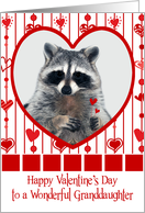 Valentine’s Day to Granddaughter with Raccoon in Heart Holding Hearts card