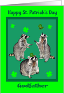 St. Patrick’s Day to Godfather, Raccoons with shamrocks, hats, green card