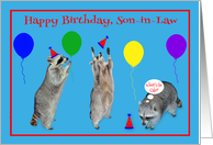 Birthday to Son in Law Card with Raccoons with Party Hats and Balloons card