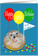 9th Birthday, Pie with face and balloons card