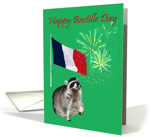 Bastille Day, raccoon wearing beret with fireworks and... (838103)