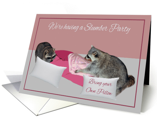 Invitations, Slumber Party, adorable raccoons having a... (840643)