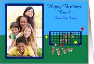 Birthday To Coach Photo Card, custom, Raccoons playing volley ball card