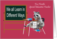 Teacher Appreciation Day to Special Education Teacher, Raccoon card