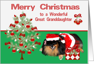 Christmas to Great Granddaughter, Pomeranian as Mrs. Santa Claus card