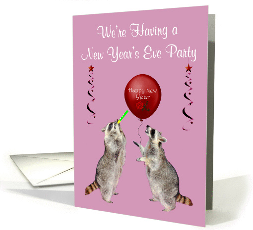Invitations, New Year's Eve Party, a raccoon blowing a... (887424)