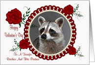 Valentine’s Day To Brother And His Partner, Raccoon in a heart frame card