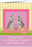 Easter to Brother and Sister-in-Law, Raccoons with basket of eggs card